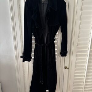 Nasty Gal Black Velvet Trench Coat